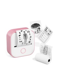 Phomemo Pocket Sticker Printer T02 Mini Pocket Thermal Printer, Wireless Bluetooth Photo Printer for DIY Journal, Notes, Memo, Photo, Mini Receipt Printer Compatible with iOS and Android, Pink