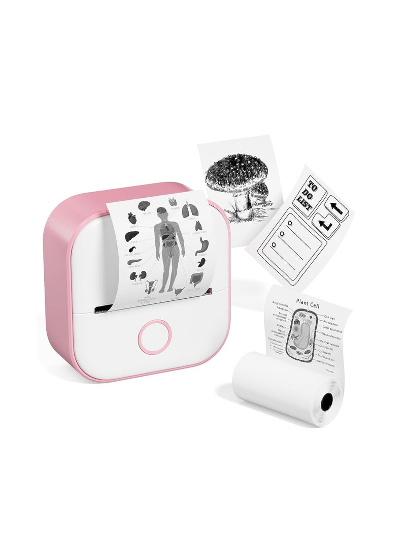 phomemo - Phomemo Pocket Sticker Printer T02 Mini Pocket Thermal Printer, Wireless Bluetooth Photo Printer for DIY Journal, Notes, Memo, Photo, Mini Receipt Printer Compatible with iOS and Android, Pink - Image 1