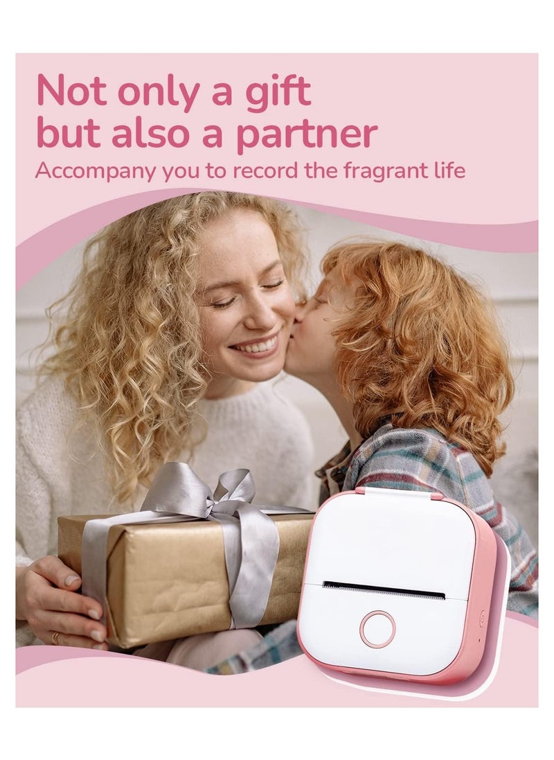 phomemo - Phomemo Pocket Sticker Printer T02 Mini Pocket Thermal Printer, Wireless Bluetooth Photo Printer for DIY Journal, Notes, Memo, Photo, Mini Receipt Printer Compatible with iOS and Android, Pink - Image 1