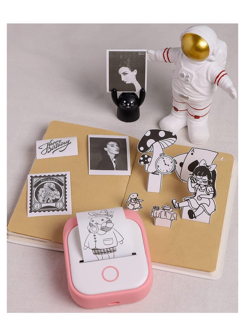 phomemo - Phomemo Pocket Sticker Printer T02 Mini Pocket Thermal Printer, Wireless Bluetooth Photo Printer for DIY Journal, Notes, Memo, Photo, Mini Receipt Printer Compatible with iOS and Android, Pink - Image 1