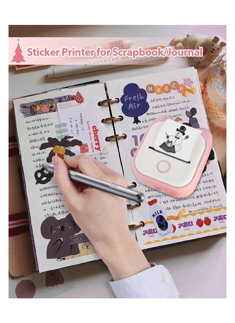 phomemo - Phomemo Pocket Sticker Printer T02 Mini Pocket Thermal Printer, Wireless Bluetooth Photo Printer for DIY Journal, Notes, Memo, Photo, Mini Receipt Printer Compatible with iOS and Android, Pink - Image 1