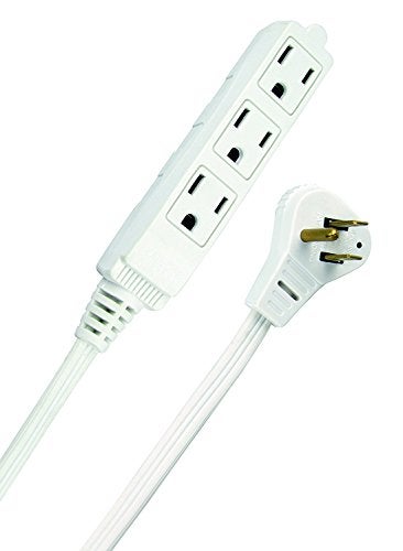 Woods SlimLine Angled Flat Plug Extension Cord; Space Saving Flat Design; 3 Grounded Outlets; 13-Foot; 13 Amps; 1625 Watts; 125 Volts; UL Listed; 2232 - Image 1