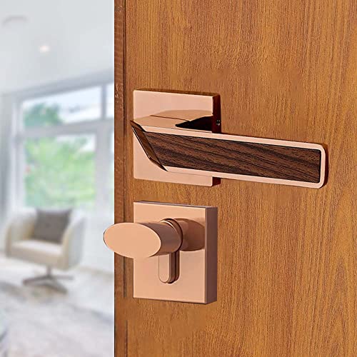 Volo Luxury Series Mortise Door Lock | Bedroom Door Lock with Brass Cylinder and 10" Lock Body for Home/Hotels/Office with 3 Brass Computerised Keys (Mortise Handle Set On Rose, PVD Rose Gold) - Image 1