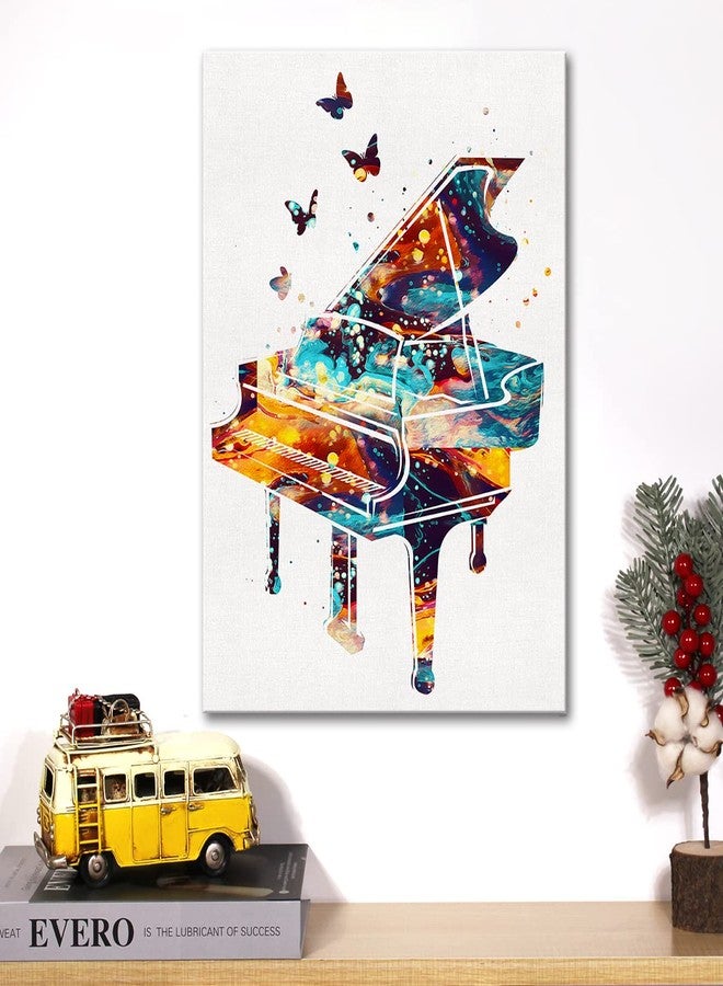 JerLoe Watercolor Piano Canvas Wall Art Music Instrument Piano Art Canvas Print Painting Poster Wall Decor Framed Pianist Gifts 12x15 Inch - Image 4