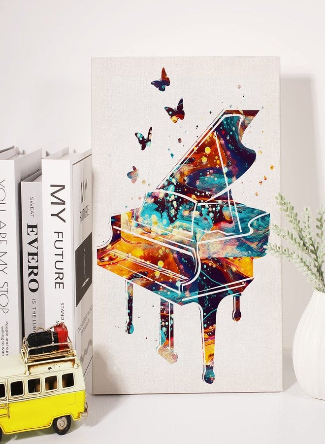 JerLoe Watercolor Piano Canvas Wall Art Music Instrument Piano Art Canvas Print Painting Poster Wall Decor Framed Pianist Gifts 12x15 Inch - Image 3