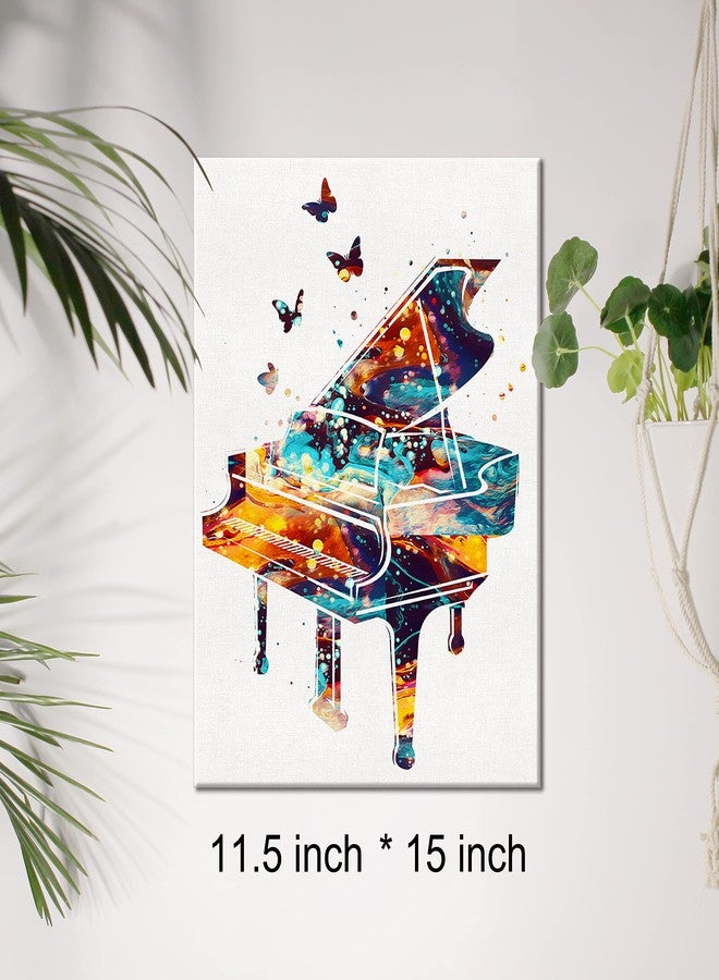 JerLoe Watercolor Piano Canvas Wall Art Music Instrument Piano Art Canvas Print Painting Poster Wall Decor Framed Pianist Gifts 12x15 Inch - Image 2