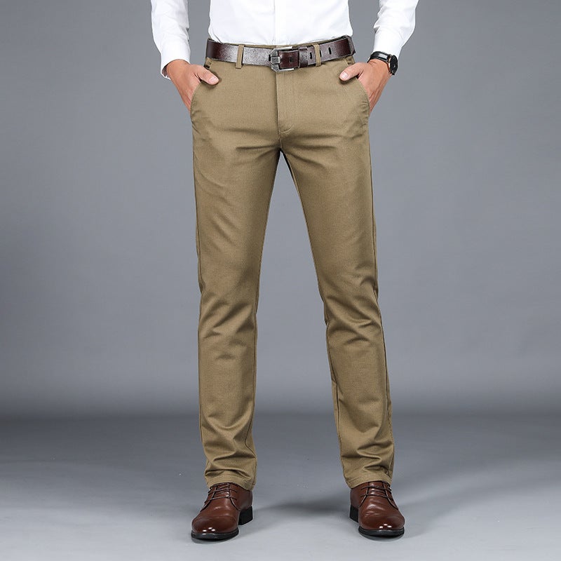 Middle-aged Business Casual Pants Mens Simple Dosing Straight High Waist Mens Pants Quality Dads Elegant Casual Pants Cross-border 2028 Gray  - Image 4