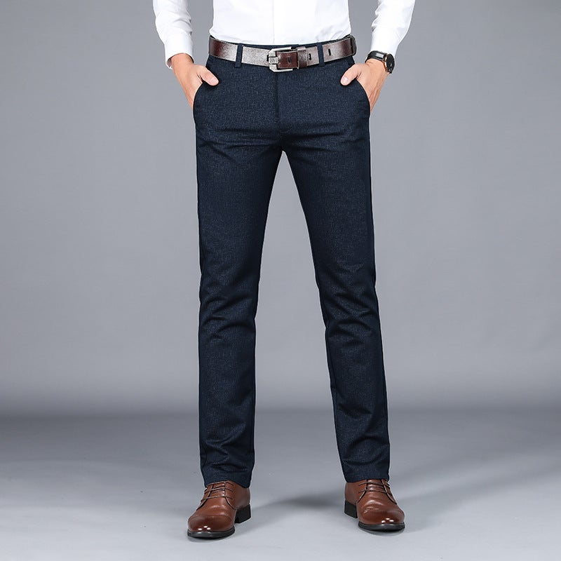 Middle-aged Business Casual Pants Mens Simple Dosing Straight High Waist Mens Pants Quality Dads Elegant Casual Pants Cross-border 2028 Gray  - Image 2