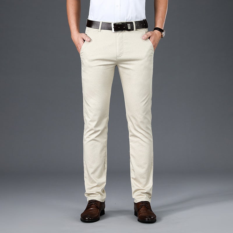 Middle-aged Business Casual Pants Mens Simple Dosing Straight High Waist Mens Pants Quality Dads Elegant Casual Pants Cross-border 2028 Gray  - Image 5