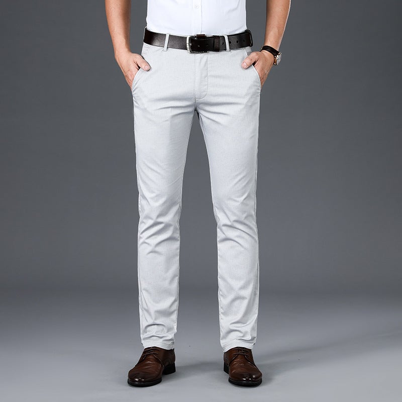 Middle-aged Business Casual Pants Mens Simple Dosing Straight High Waist Mens Pants Quality Dads Elegant Casual Pants Cross-border 2028 Gray  - Image 1