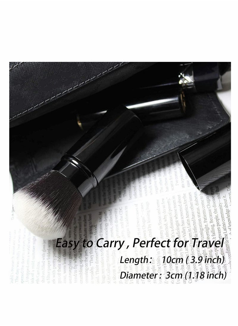 KASTWAVE - Blush Brush Artificial Wool Portable Face Powder Brush with Cover, Professional Retractable Flat Top Liquid Powder Foundation Brush for Blending Liquid - Image 1