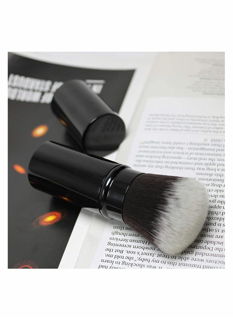 KASTWAVE - Blush Brush Artificial Wool Portable Face Powder Brush with Cover, Professional Retractable Flat Top Liquid Powder Foundation Brush for Blending Liquid - Image 1