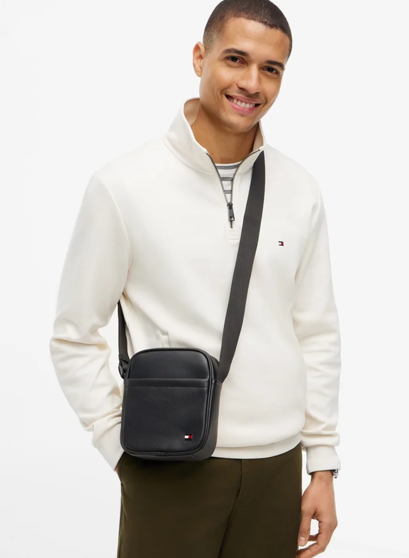 Tommy Hilfiger Enamel Flag Perforated Crossbody Reporter Bag