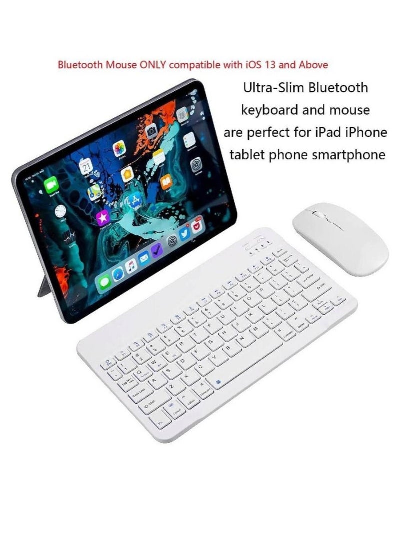 IAF Ultra-Slim Bluetooth Keyboard and Mouse Combo Rechargeable Portable Wireless Keyboard Mouse Set for Apple iPad iPhone iOS 13 and Above Samsung Tablet Phone Smartphone Android Windows (White) - Image 2