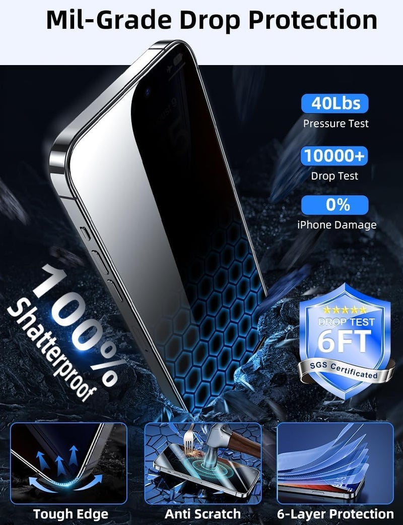OpenTech ® Privacy Tempered Glass Screen Protector Compatible for iPhone 17 with Edge to Edge Coverage - Anti Spy, Case Friendly and Bubble free installation kit (6.3 Inches) - Image 5