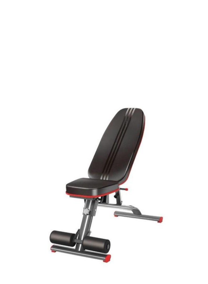 Sports & Fitness Adjustable Weight Bench, Foldable Workout Bench with Leg Support, Black and Red 