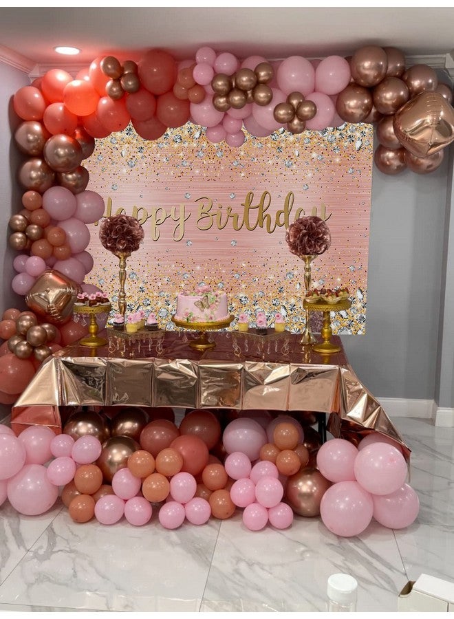 BUTEN Happy Birthday Backdrop 7X5Ft Diamonds Glitter Shining Pink And Gold Dot Sparkle Bokeh Photography Background For Women Girls Lady Sweet Party Decorations Photo Props  - Image 5