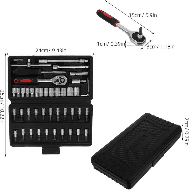 46pcs Ratchet Wrench and Socket Set Portable Mechanical Tool Kit with Bit Replacement for Car Repair and Automotive Maintenance - Image 2