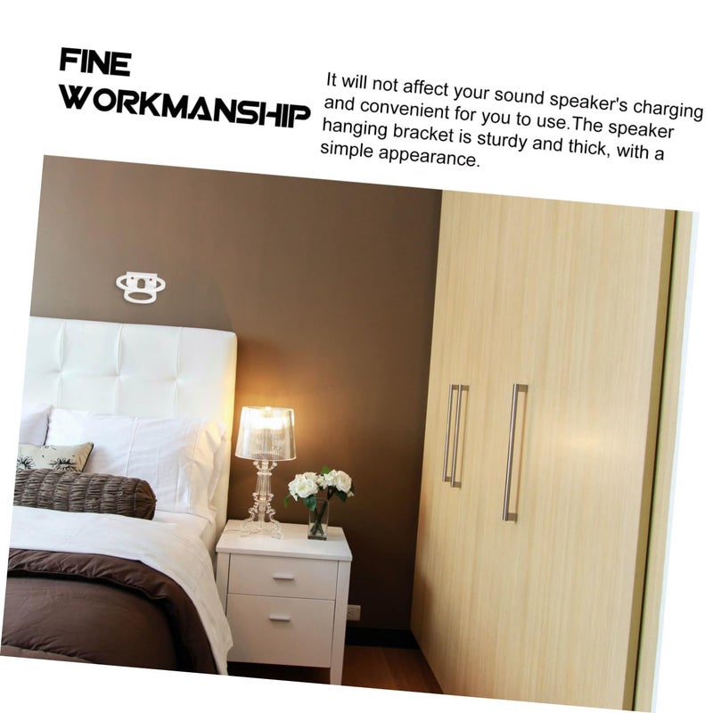 White Wall Mounted Speaker Rack Acrylic Space Saving Shelf Holder - Image 5