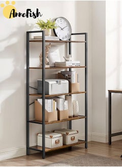 AnneFish Bookshelf Living Room Bookcase 5 Tier Storage Shelves Kitchen Bakers Rack With Storage Cabinet Cupboard Organizer Bookcase Microwave Oven Stand For Living Room And Kitchen Easy Assembly  - Image 1