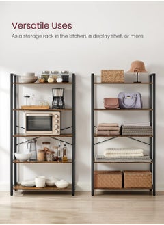 AnneFish Bookshelf Living Room Bookcase 5 Tier Storage Shelves Kitchen Bakers Rack With Storage Cabinet Cupboard Organizer Bookcase Microwave Oven Stand For Living Room And Kitchen Easy Assembly  - Image 3