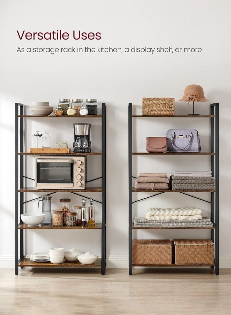 AnneFish 5 Tier Bookshelf Storage Shelves Standing Shelving Kitchen Bakers Rack Open Display Rack With Cupboard Organizer Bookcase Microwave Oven Stand For Living Room And Kitchen 60x30x154 cm - Image 4