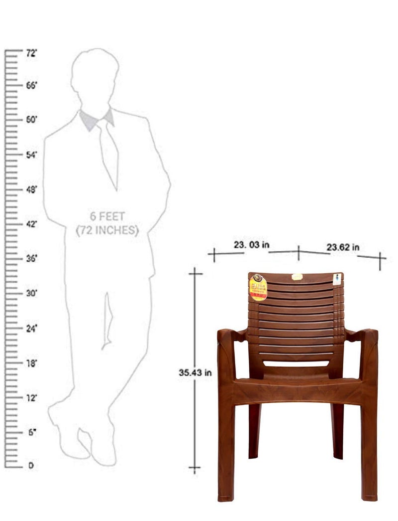 ANMOL Moulded Fortuner High Back Chair with Heavy Structure Build for Home Garden Office Outdoor Brown Heavy Sturdy Structure Matt Pattern Pack of 4 - Image 2