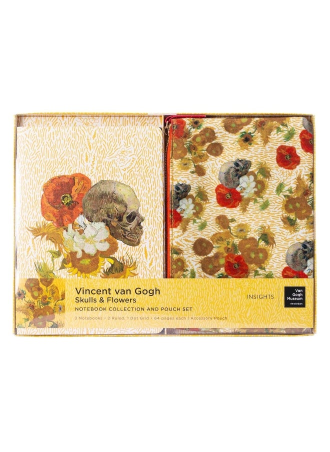 Van Gogh Skulls and Flowers Notebook Collection and Pouch Set  - Image 1