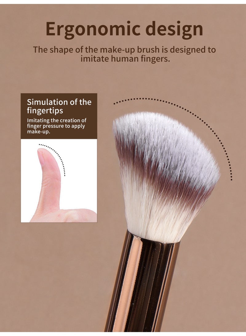 MAANGE مجموعة فرش المكياج مع حقائب قماشية، 18 قطعة فرش مكياج احترافية من الكابوكي الاصطناعي، فرش أساس، خلط، بودرة وجه، بلاشر، خافي عيوب، ظلال عيون، مجموعة فرش مكياج بني - Image 3