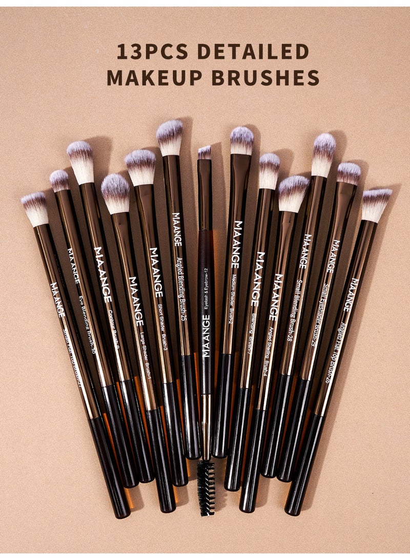 MAANGE مجموعة فرش المكياج مع حقائب قماشية، 18 قطعة فرش مكياج احترافية من الكابوكي الاصطناعي، فرش أساس، خلط، بودرة وجه، بلاشر، خافي عيوب، ظلال عيون، مجموعة فرش مكياج بني - Image 4