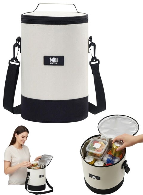 حقيبة غداء معزولة قابلة لإعادة الاستخدام للرجال والنساء – حقيبة مبردة ومحمولة للعمل، المدرسة، النزهات والسفر، تصميم أنيق وعصري مع حزام كتف قابل للتعديل، سعة كبيرة متعددة الطبقات، مقاومة للماء والزيت، داخلية من رقائق الألومنيوم للحفاظ على الطعام ساخن أو بارد لفترة طويلة