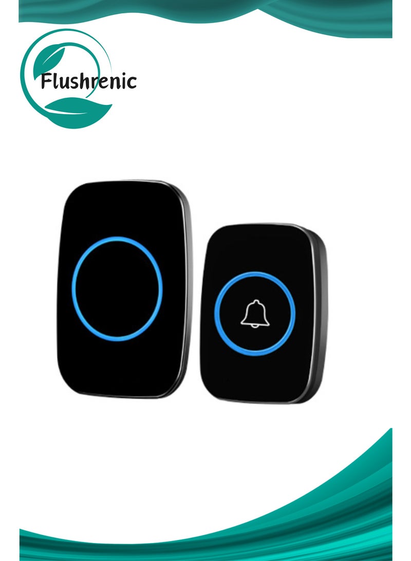 فلوشرينيك جرس باب لاسلكي، طقم جرس باب مقاوم للماء، يميز بين الباب الأمامي والخلفي، مدى يزيد عن 1000 قدم و60 نغمة، 5 مستويات صوت ومصباح LED، للمكتب المنزلي - Image 1