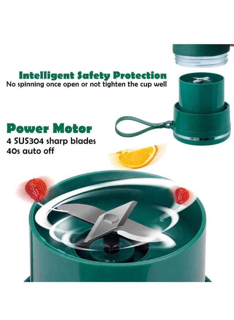 Y&D Portable Blender, USB Rechargeable 300ml Four Blades, Smoothie Maker Fruit Shake Personal Mini Juicer Green - Image 4