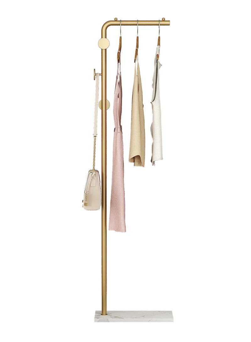 ZERIFAM ZERIFAM Hanger Rack - 170cm Coat Rack, Cloth Hanger Stand With Three Hooks, Clothing Rack With Natural Marble Base, Modern Coat Stand For Entryway, Living Room, Bedroom, Office. (Golden) - Image 4