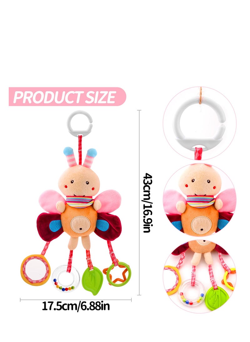 Pram Toys, Clip On Car Seat Toys Toddler Stroller Toys with Hanging Rattle, Sensory Toys for Baby Girls and Boys, Crib Travel Activity Plush Toys for Newborn 6-12 Months - Image 2