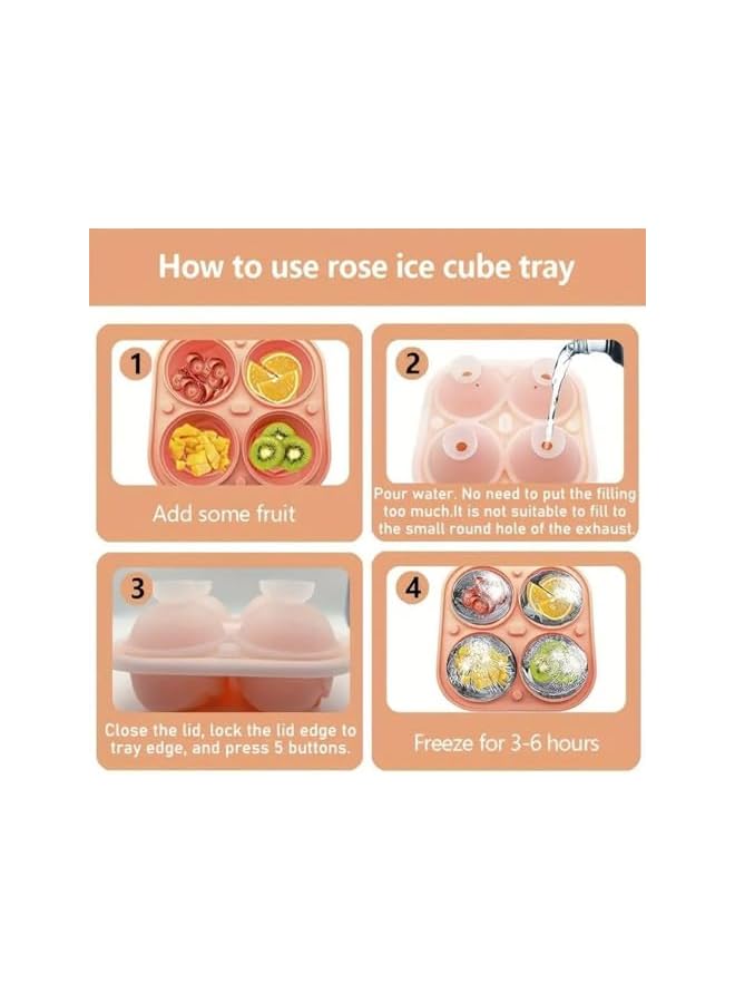 S-TOP Multifunctional Rose Mold – 4 Grids for Chocolate & Jelly - PINK - Image 3