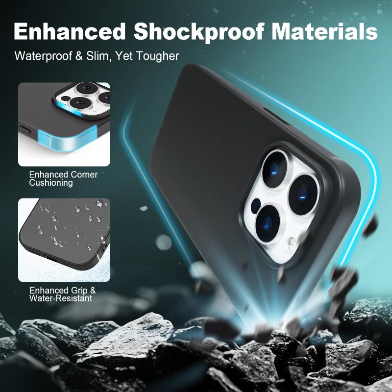 TENOC Phone Case Compatible with iPhone 16 Pro Max, Black Case Anti-Fingerprint Protective Bumper Matte Cover for 6.9 Inch - Image 3