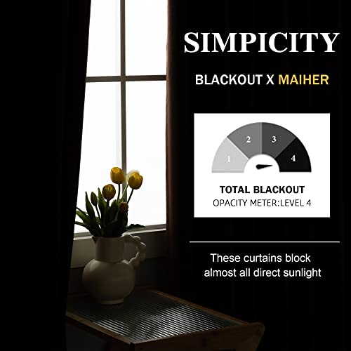 MAIHER Linen Textured Full Blackout Pinch Pleat Curtain with Tieback, Thermal Insulated Waterproof Pleated Drape for Bedroom, Living Room (Greyish Beige, 54" W x 72" L, 1 Panel) - Image 3