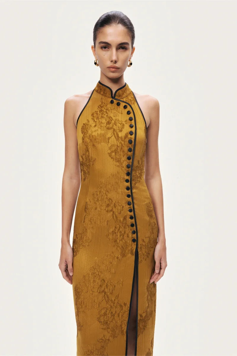 Nocturne  High-Neck Button-Detail Midi Dress for Women | Best Price UAE