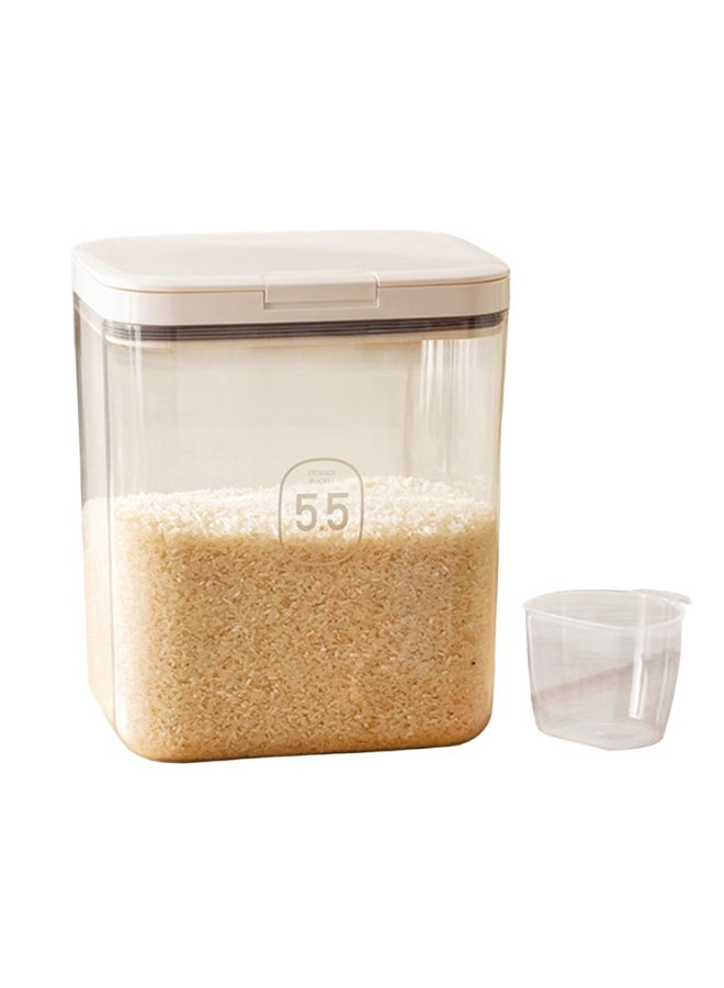 كيلا مجموعة حاويات أرز سعة 5.5 لتر مع كوب قياس وأغطية، حاوية تخزين دقيق وسكر وأرز، حاويات حبوب كبيرة محكمة الغلق لتخزين الحبوب، دلو أرز بيد واحدة للمطبخ - Image 1