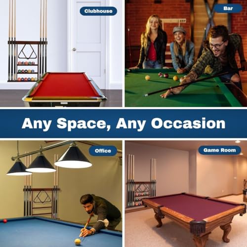 Flintar Wall mount Cue Rack, Billiard Pool Cue Stick holder, Made of Solid Hardwood, Cue-Rack Only, Orange-Oak Finish - Image 5
