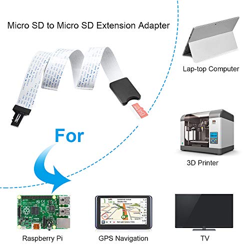 ELECTOP Micro SD to Micro SD Card Extension Cable - TF Card Reader Adapter, Flexible Extender Compatible with GPS, 3D Printer, Raspberry Pi, TV, DVD, SDXC - Image 3