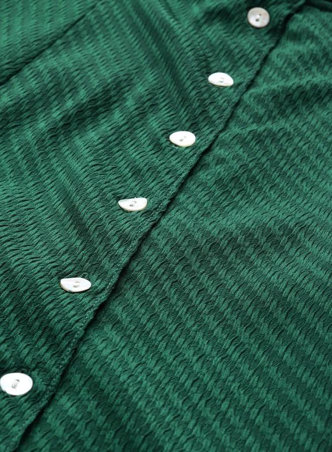 Freehand  Women Flared Textured Sweetheart Neck Sleeveless Button Down Dress for Women | Best Price UAE