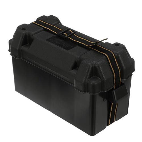 Attwood 9084-1 Large 29/31 Series Vented Marine Boat Battery Box with Mounting Kit and Strap, Black - Image 1