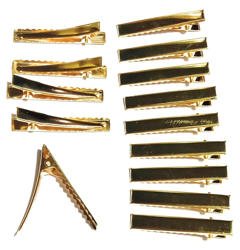 Delicate Flat Single Prong Alligator DIY Barrette Bow Hair Clips - Metal Golden Color Klip Pins for Making Styling Cute Hair Bows (4.5 cm, 100 pcs) - Image 2