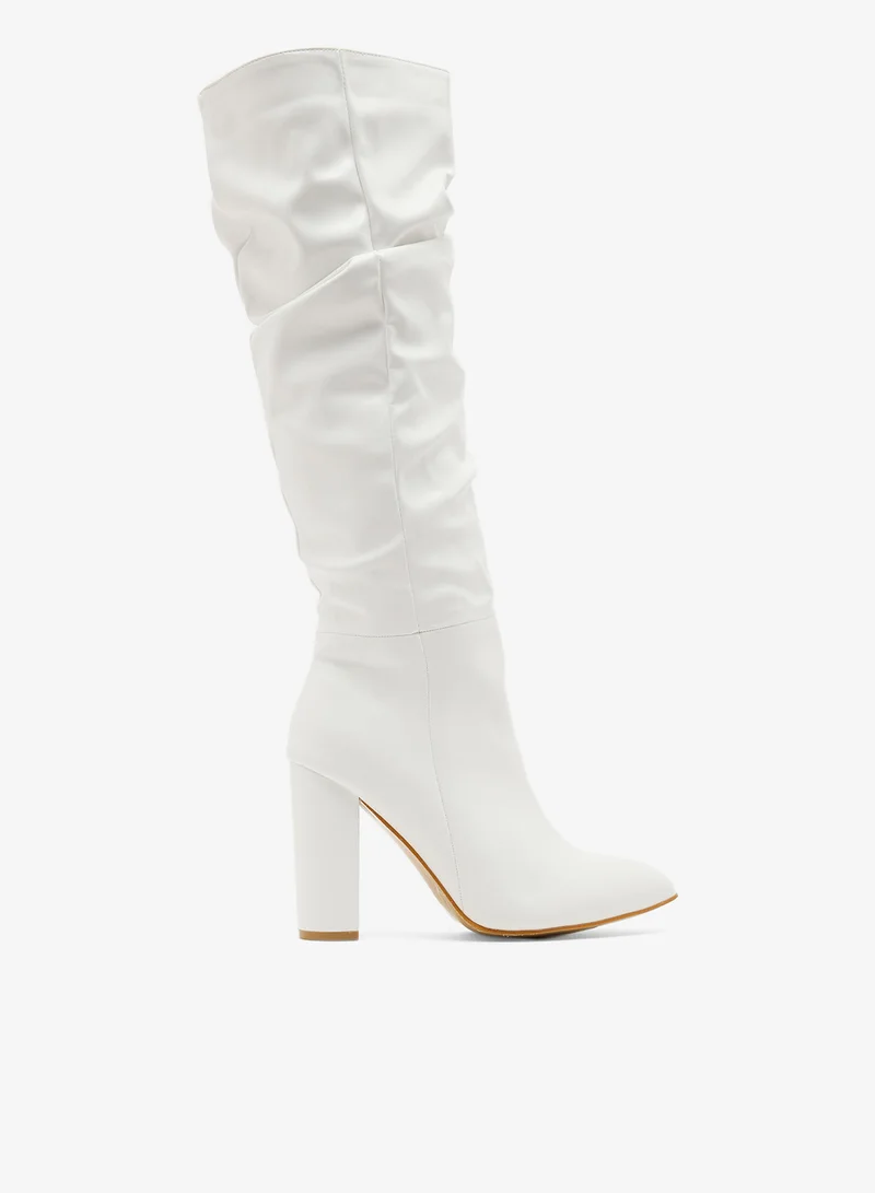 Ginger Pointed Toe Heeled Knee High Boots
