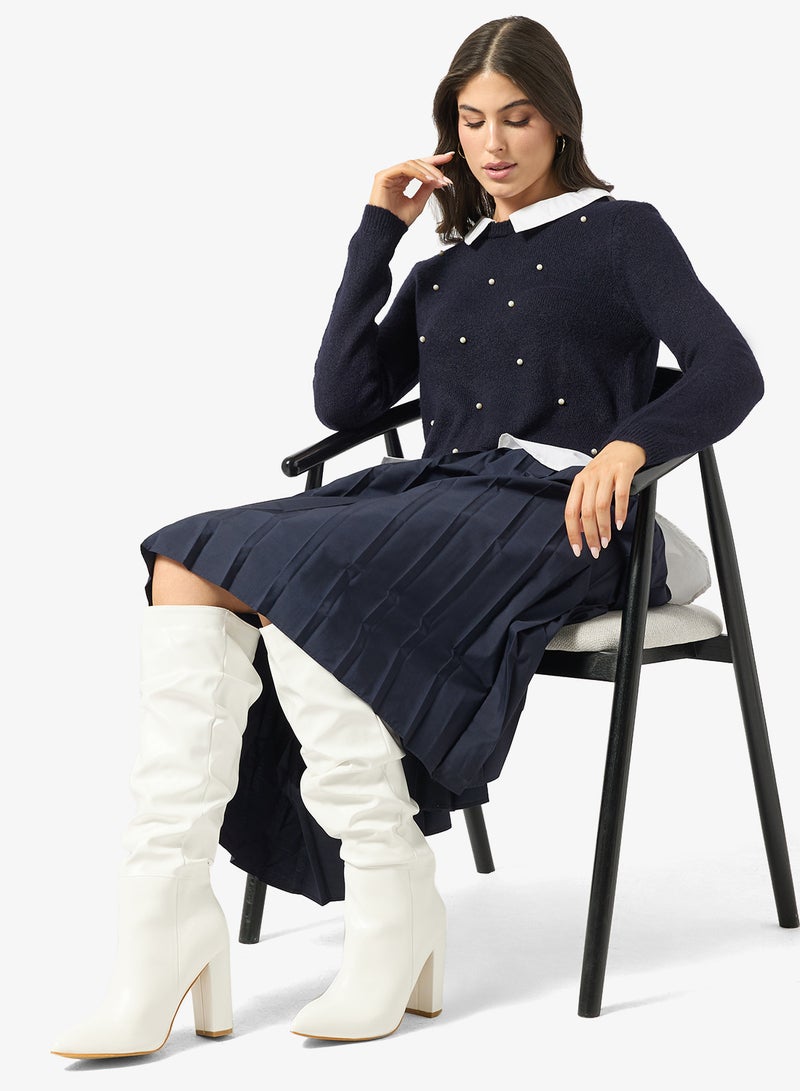 Ginger Pointed Toe Heeled Knee High Boots - Image 5