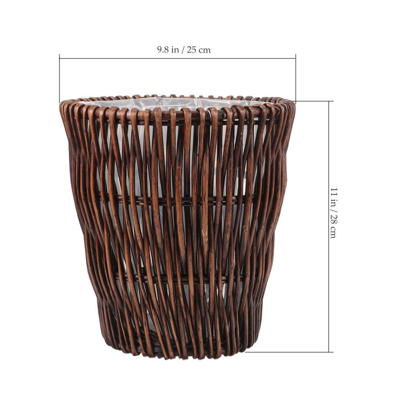 Woven Rattan Trash Bin 26cm Diameter 28cm Height Eco Friendly Bathroom Office Waste Basket - Image 3