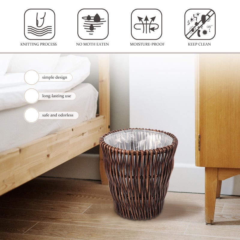 Woven Rattan Trash Bin 26cm Diameter 28cm Height Eco Friendly Bathroom Office Waste Basket - Image 4