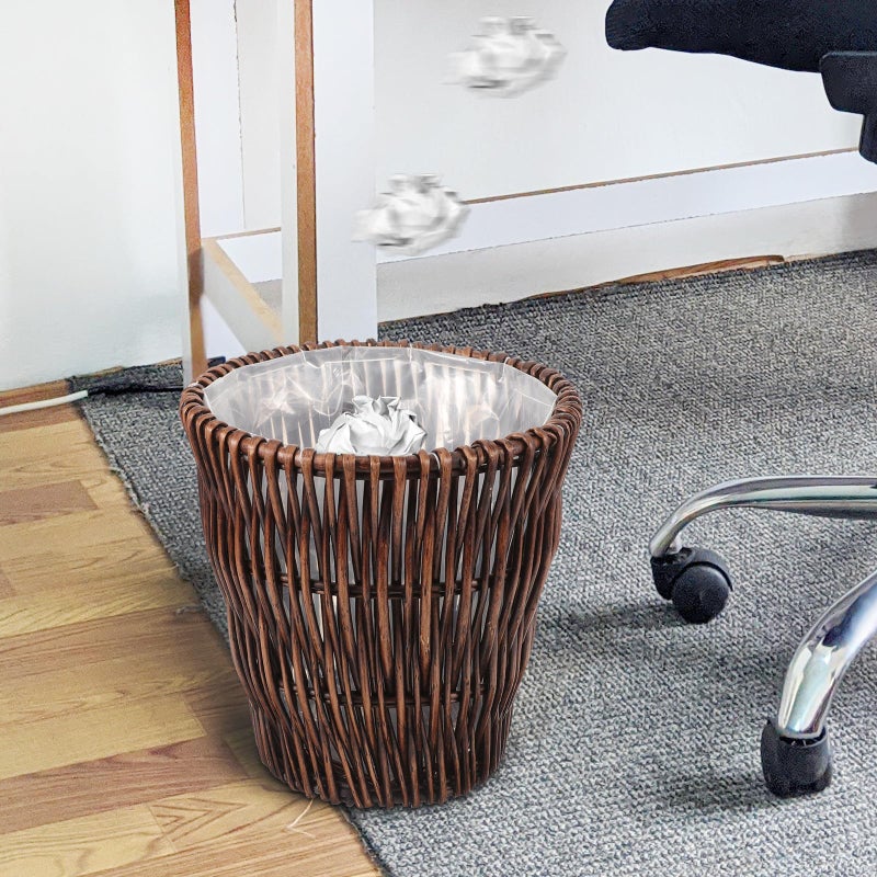 Woven Rattan Trash Bin 26cm Diameter 28cm Height Eco Friendly Bathroom Office Waste Basket - Image 5
